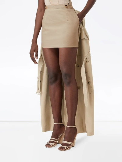 Shop Burberry Detachable Trench Coat Mini-skirt In Beige