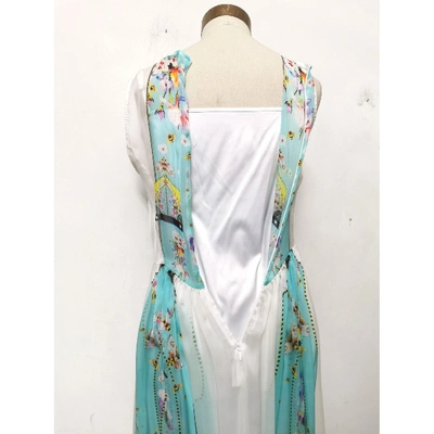 Pre-owned Piccione•piccione Silk Maxi Dress In Turquoise