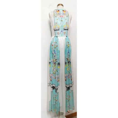 Pre-owned Piccione•piccione Silk Maxi Dress In Turquoise