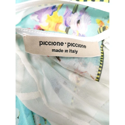 Pre-owned Piccione.piccione Silk Maxi Dress In Turquoise