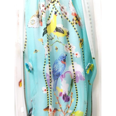 Pre-owned Piccione•piccione Silk Maxi Dress In Turquoise