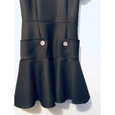 Pre-owned Dior Wool Mini Dress In Black