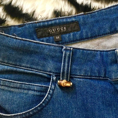 Pre-owned Gucci Blue Cotton Jeans