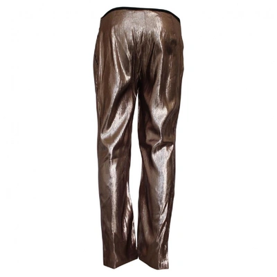 Pre-owned Lanvin Silk Trousers In Gold