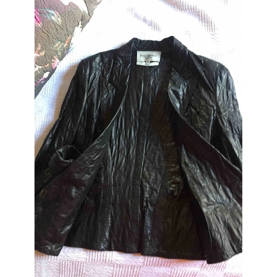 Pre-owned Saint Laurent Black Leather Leather Jacket