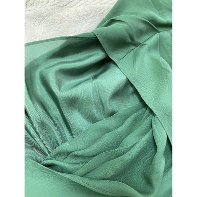 Pre-owned Halston Heritage Silk Mid-length Dress In Green