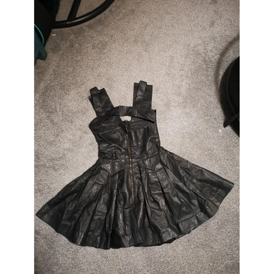 Pre-owned Preen Leather Mid-length Dress In Black