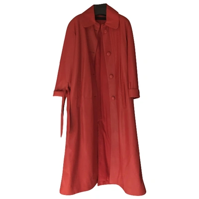 Pre-owned Drome Leather Peacoat In Red