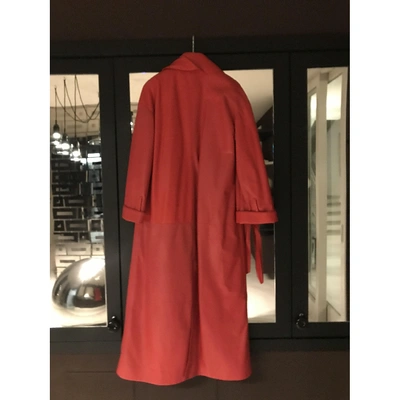 Pre-owned Drome Leather Peacoat In Red