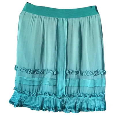 Pre-owned Alberta Ferretti Silk Mid-length Skirt In Turquoise