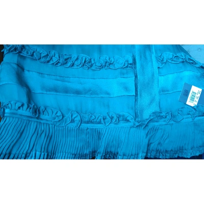 Pre-owned Alberta Ferretti Silk Mid-length Skirt In Turquoise