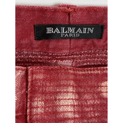 Pre-owned Balmain Red Cotton Trousers