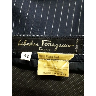 Pre-owned Ferragamo Wool Skirt Suit In Blue