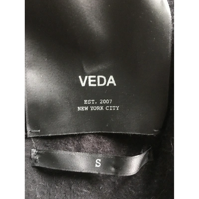 Pre-owned Veda Wool Peacoat In Black