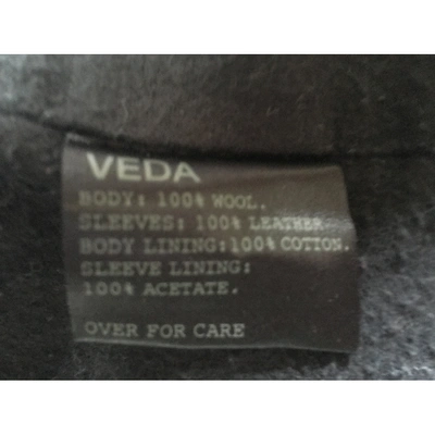 Pre-owned Veda Wool Peacoat In Black