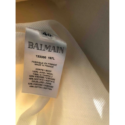 Pre-owned Balmain Ecru Wool Dress