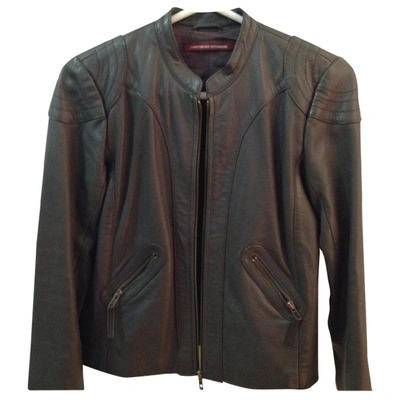 Pre-owned Comptoir Des Cotonniers Leather Biker Jacket In Grey