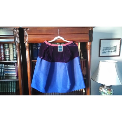 Pre-owned Oscar De La Renta Silk Mid-length Skirt In Purple