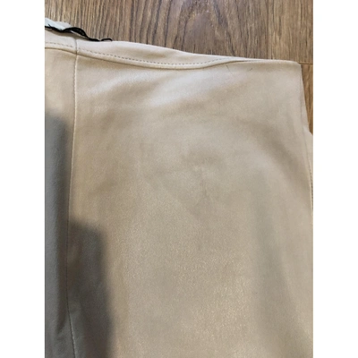 Pre-owned Balenciaga Leather Slim Pants In Beige