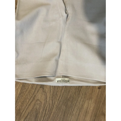 Pre-owned Balenciaga Leather Slim Pants In Beige