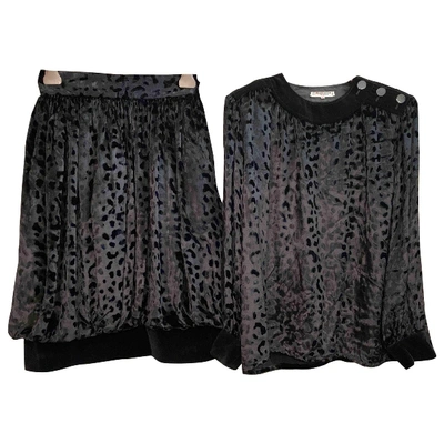 Pre-owned Saint Laurent Velvet Skirt Suit In Black