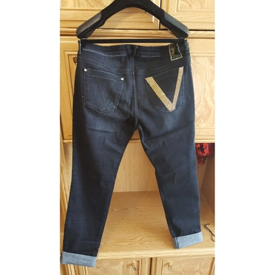 Pre-owned Versace Slim Jeans In Black