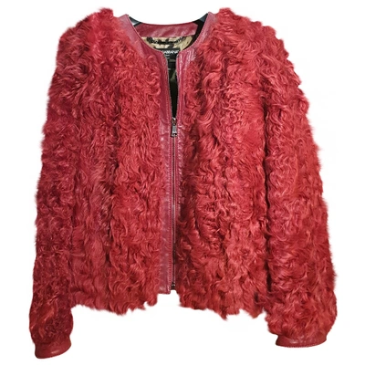 Pre-owned Dolce & Gabbana Red Mongolian Lamb Jacket