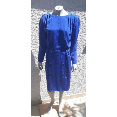 Pre-owned Dior Silk Mid-length Dress In Blue