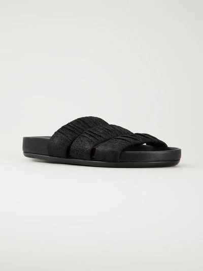 Shop Rick Owens Triple Strap Sandals