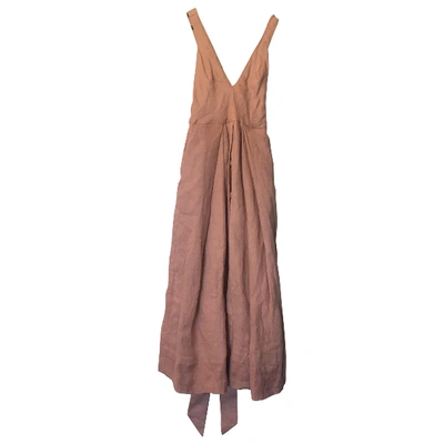 Pre-owned Kalita Linen Maxi Dress In Orange