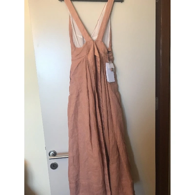 Pre-owned Kalita Linen Maxi Dress In Orange