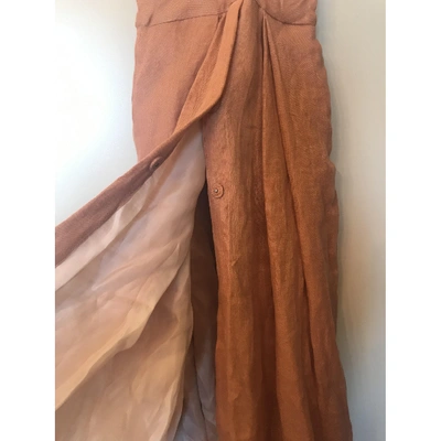 Pre-owned Kalita Linen Maxi Dress In Orange