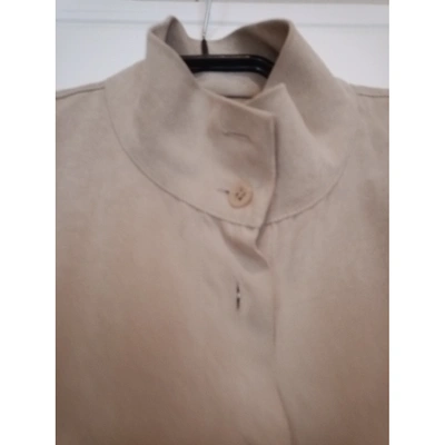 Pre-owned Armani Jeans Beige Suede Top