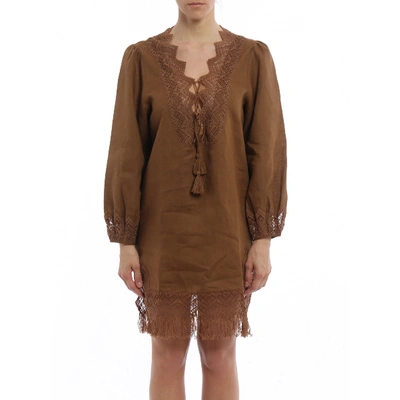 Pre-owned Ermanno Scervino Linen Mini Dress In Brown