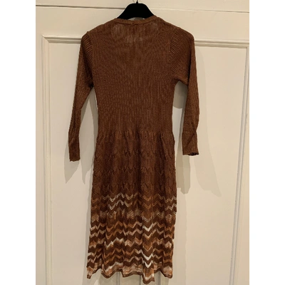 Pre-owned M Missoni Wool Mid-length Dress In Brown