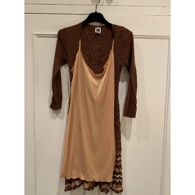 Pre-owned M Missoni Wool Mid-length Dress In Brown