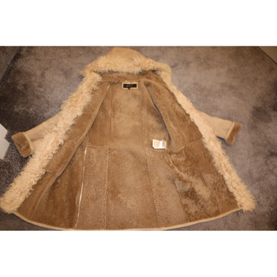 Pre-owned Gucci Camel Shearling Coat