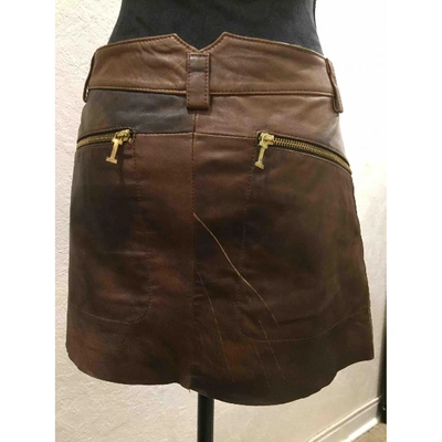 Pre-owned Iceberg Leather Mini Skirt In Brown