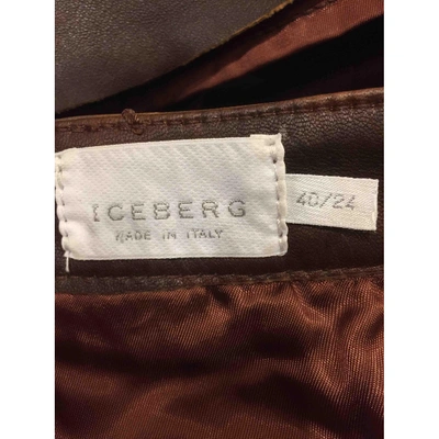 Pre-owned Iceberg Leather Mini Skirt In Brown