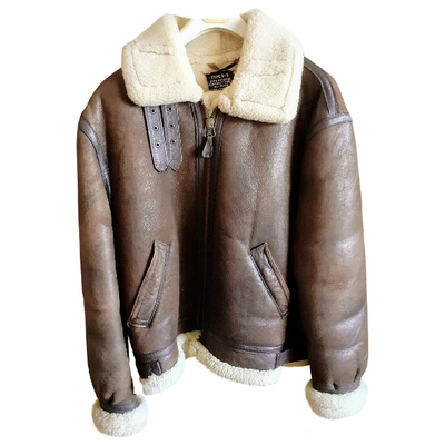 Pre-owned Schott Brown Shearling Leather Jacket
