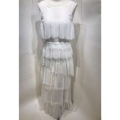 Pre-owned Nina Ricci Silk Maxi Dress In White