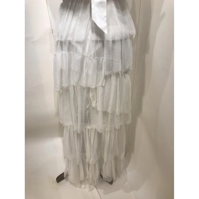 Pre-owned Nina Ricci Silk Maxi Dress In White