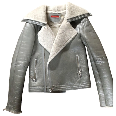 Pre-owned Alice And Olivia Grey Leather Leather Jacket