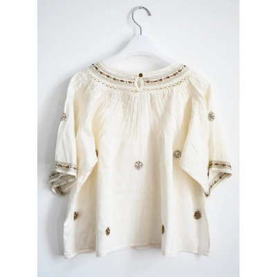 Pre-owned Loveshackfancy Beige Cotton Top