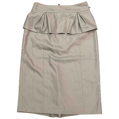 Pre-owned Burberry Wool Mid-length Skirt In Grey