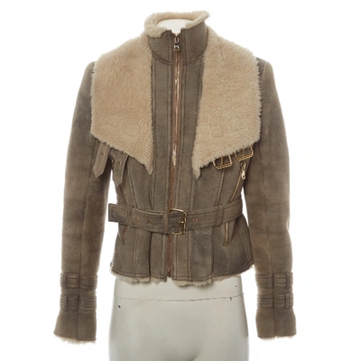 Pre-owned Balmain Beige Shearling Jacket