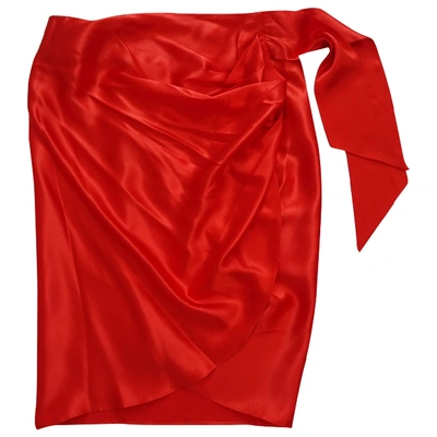 Pre-owned Ferragamo Red Silk Skirt