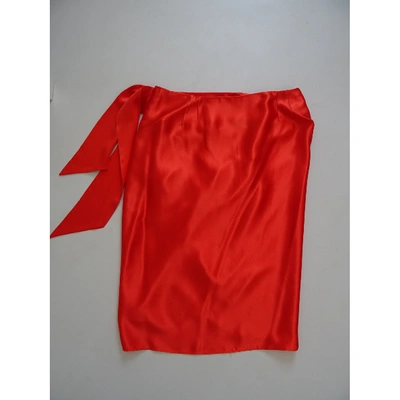 Pre-owned Ferragamo Red Silk Skirt