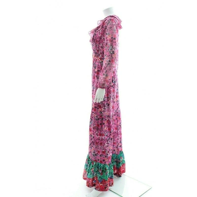 Pre-owned Saloni Silk Maxi Dress In Pink