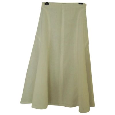Pre-owned Calvin Klein Linen Maxi Skirt In White